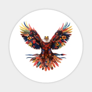 Abstract Floral Eagle Silhouette Magnet